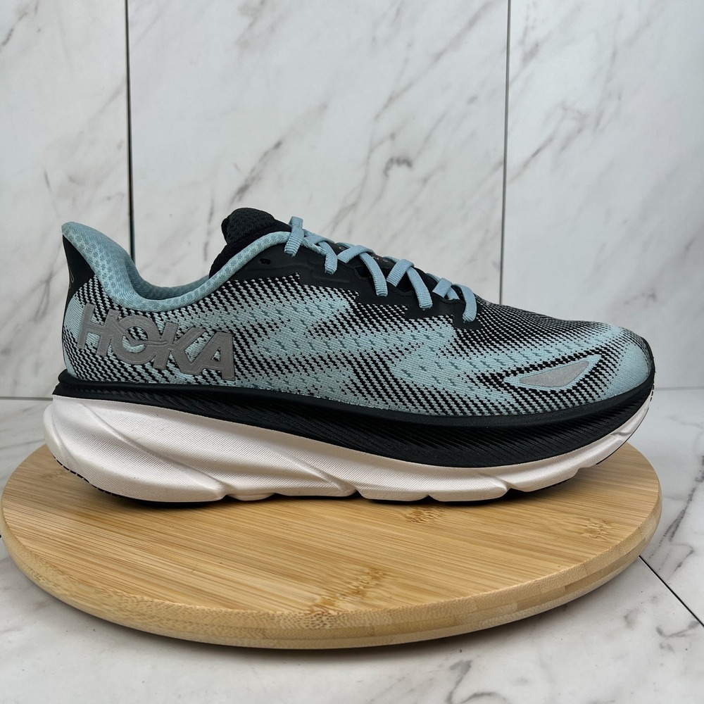 Hoka One Clifton 9 GTX Womens Size 12 B Black Raindrop Running Shoes 1141490F